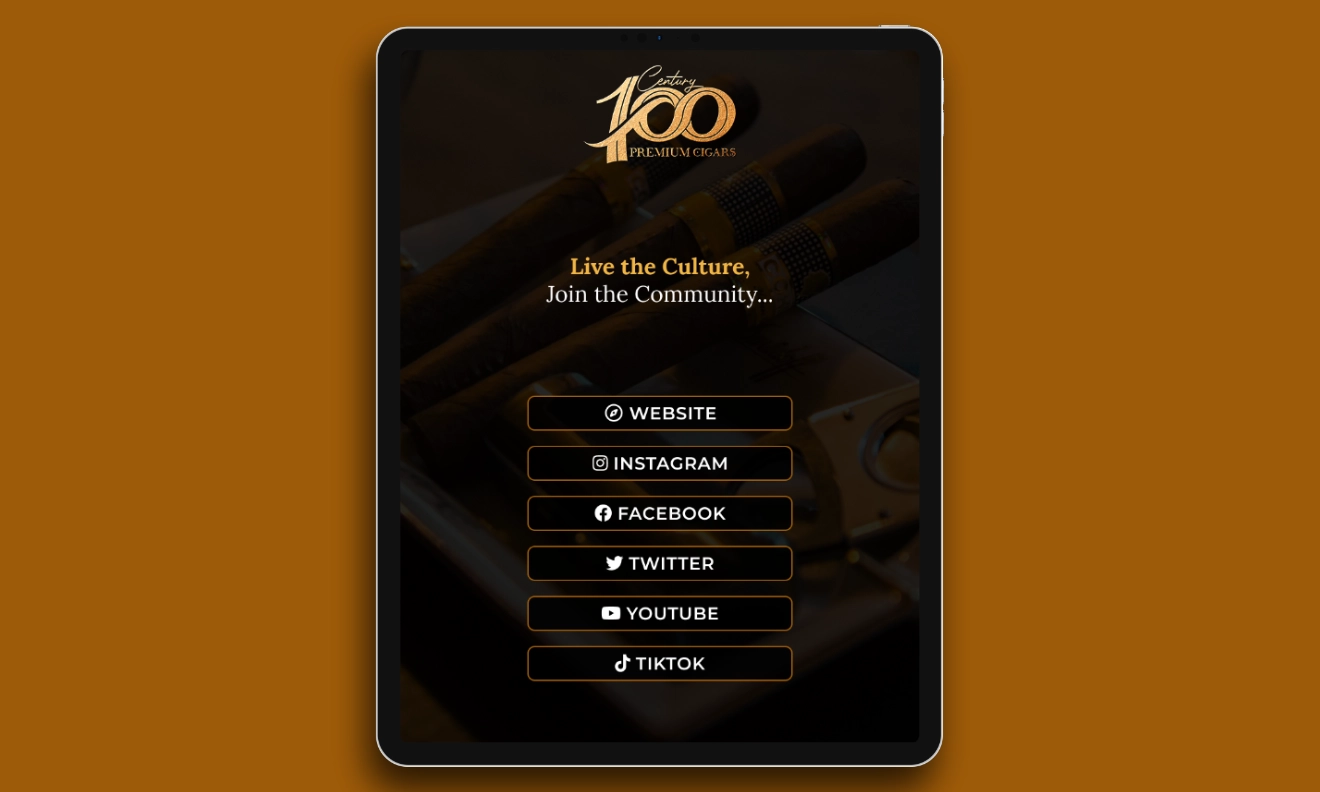 Century Premium Cigars - Links en bio - Vista tablet.