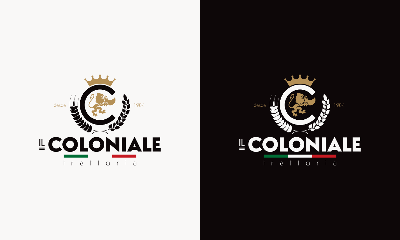 Il Coloniale - Logo - Versión principal y versión negativo.