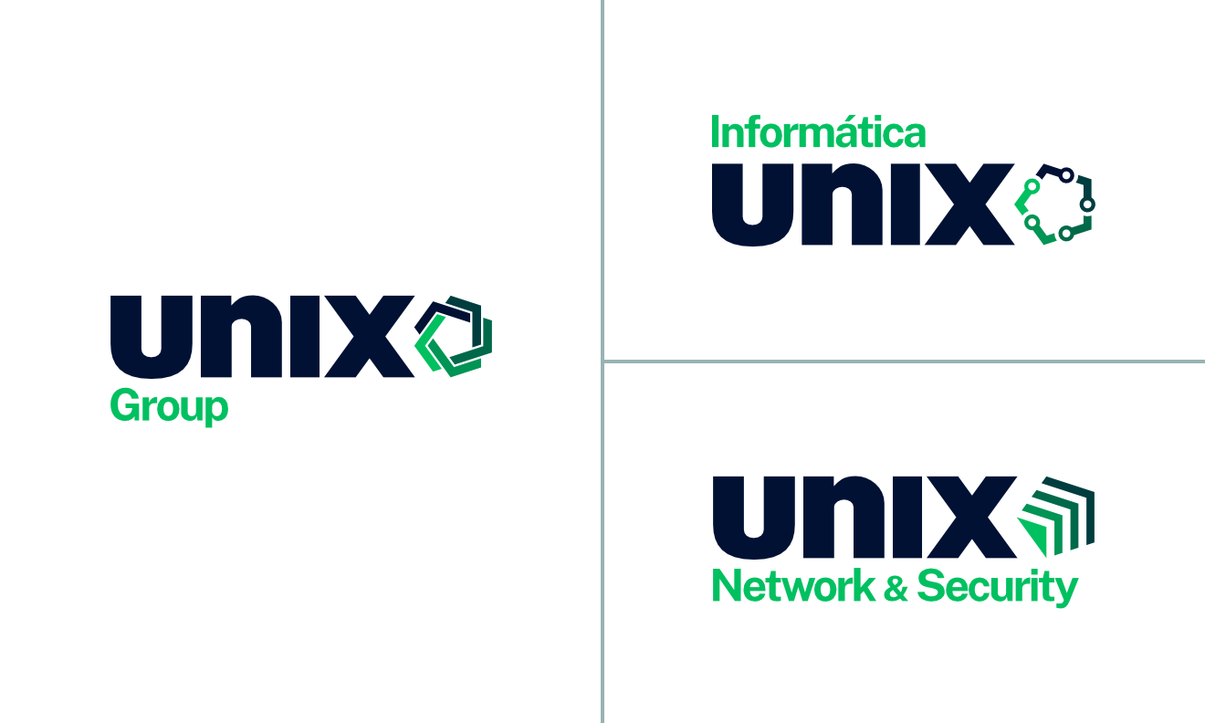 Unix Group - Logo principal y logos filiales.